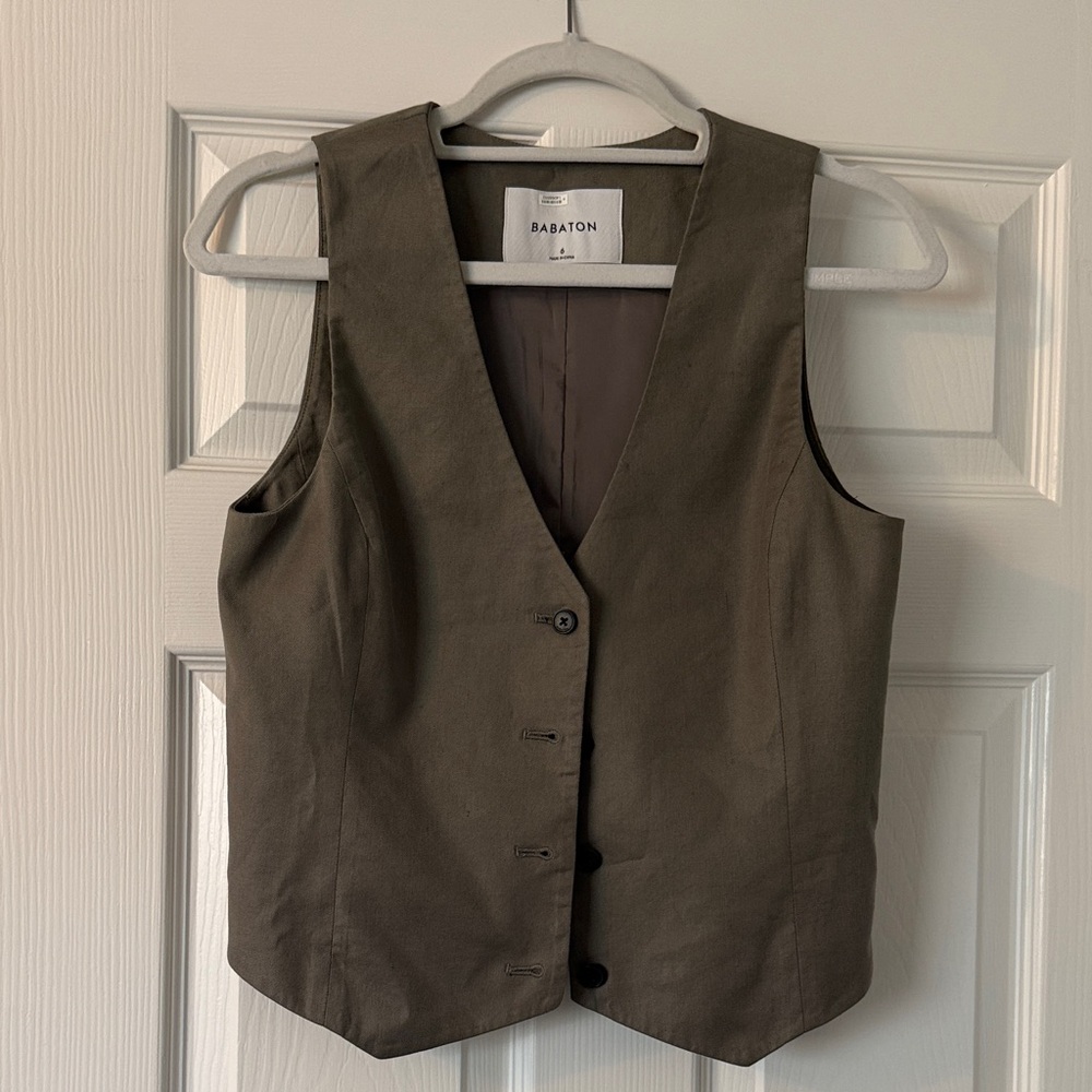 Babaton Olive Tailored Button-Front Vest